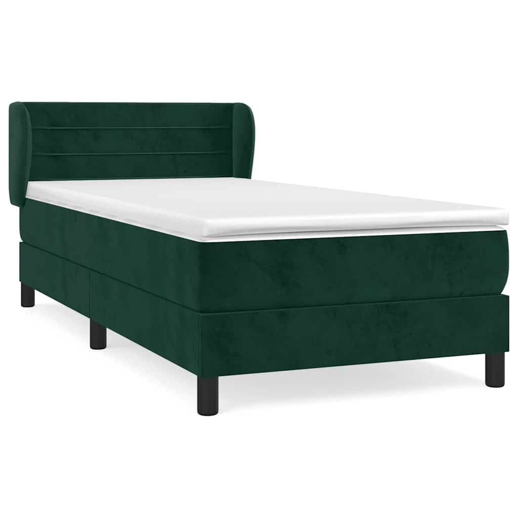Giroletto a Molle con Materasso Verde Scuro 80x200 cm Velluto | homemem39