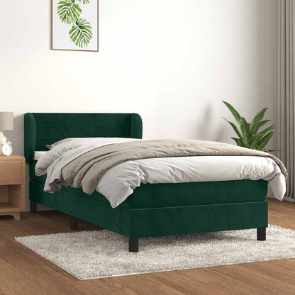 Giroletto a Molle con Materasso Verde Scuro 80x200 cm Velluto | homemem39