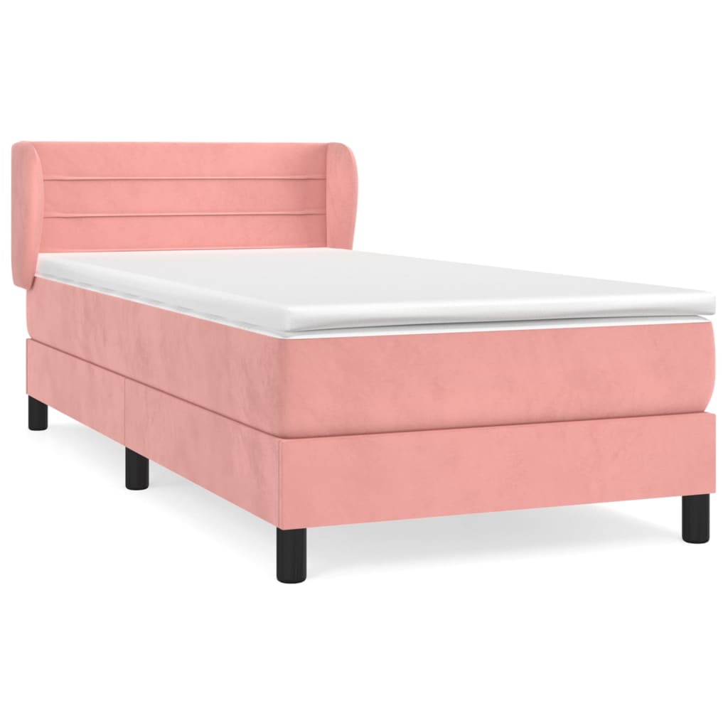 Giroletto a Molle con Materasso Rosa 90x190 cm in Velluto | homemem39