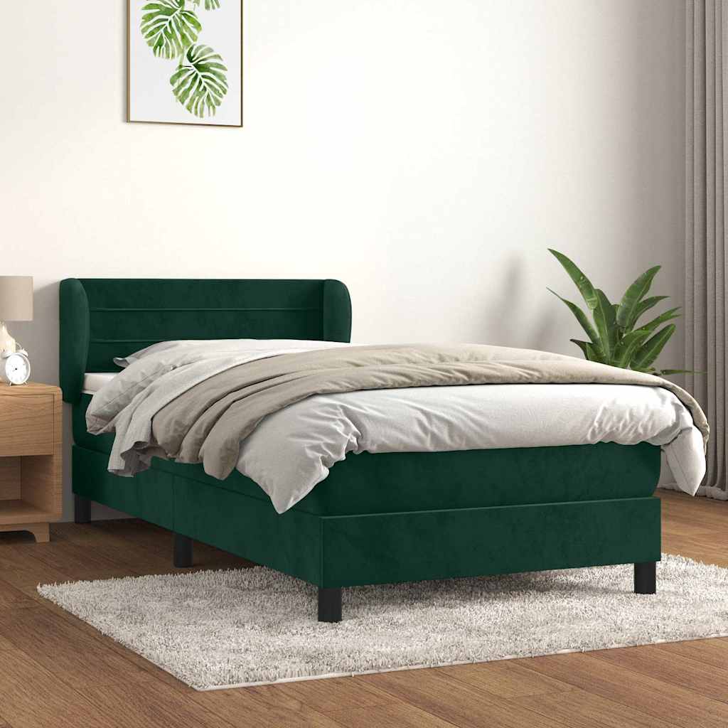Giroletto a Molle con Materasso Verde Scuro 100x200 cm Velluto | homemem39