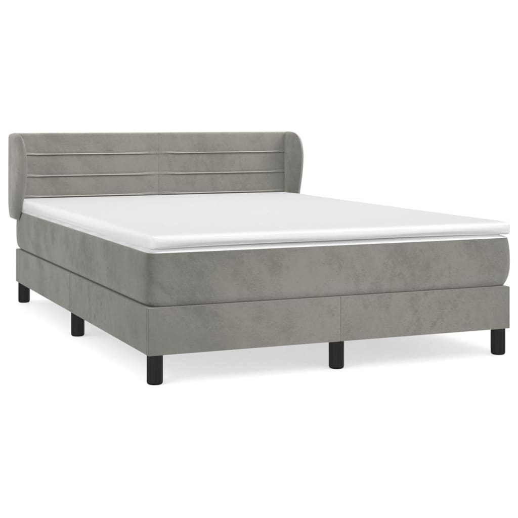 Giroletto a Molle con Materasso Grigio Chiaro 140x190cm Velluto | homemem39