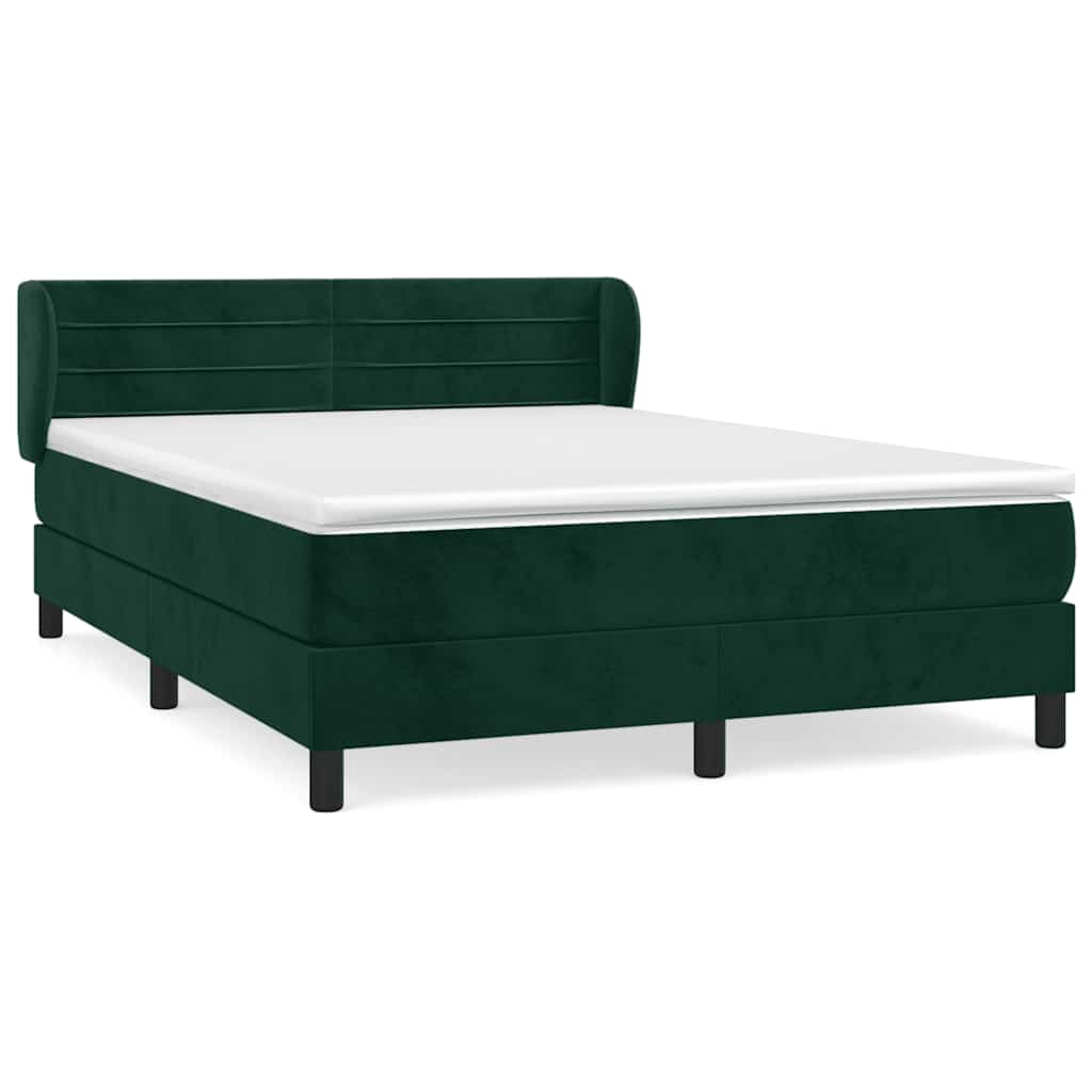 Giroletto a Molle con Materasso Verde Scuro 140x200 cm Velluto | homemem39