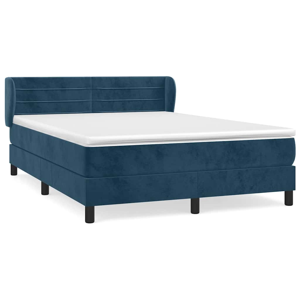 Giroletto a Molle con Materasso Blu Scuro 140x200 cm in Velluto | homemem39