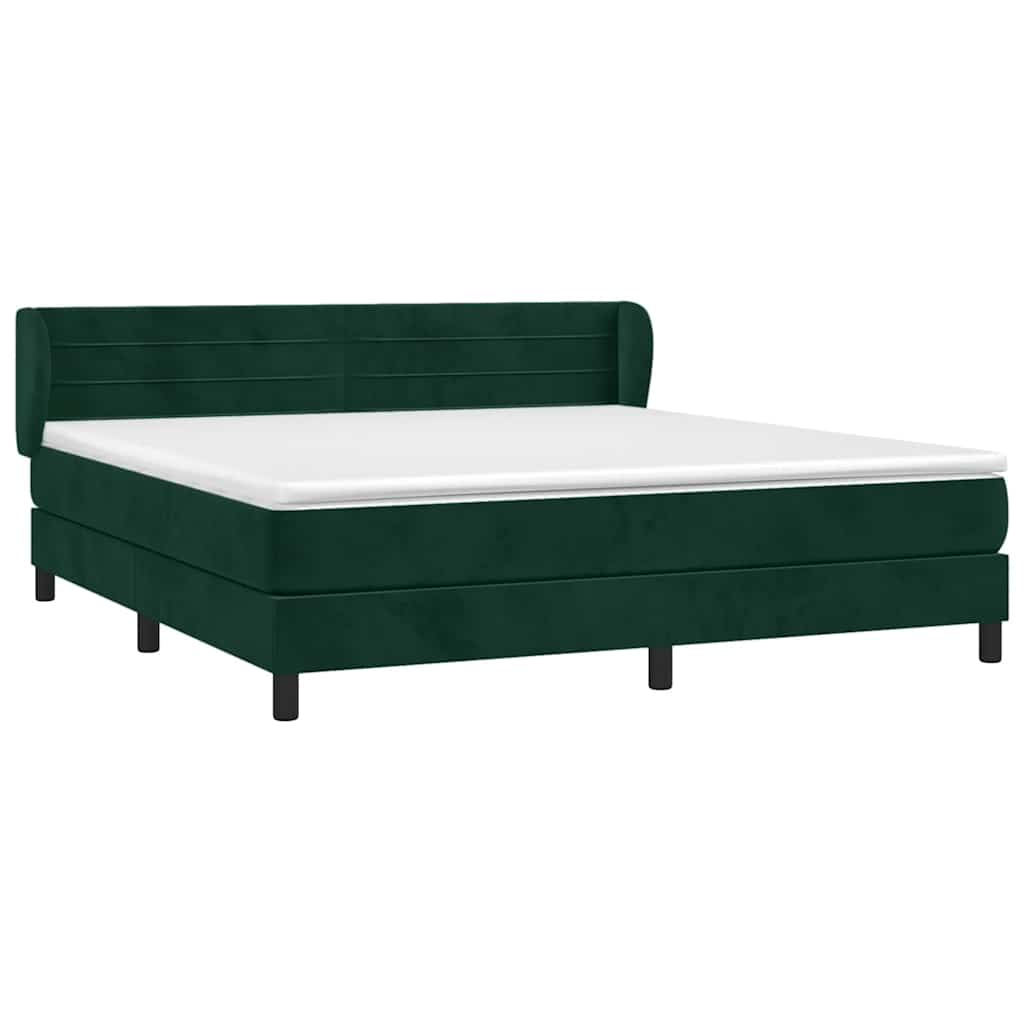 Giroletto a Molle con Materasso Verde Scuro 160x200 cm Velluto | homemem39