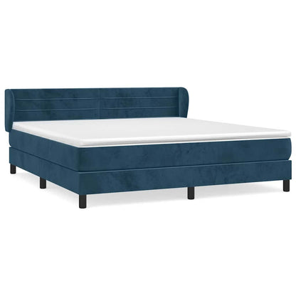 Giroletto a Molle con Materasso Blu Scuro 160x200 cm in Velluto | homemem39