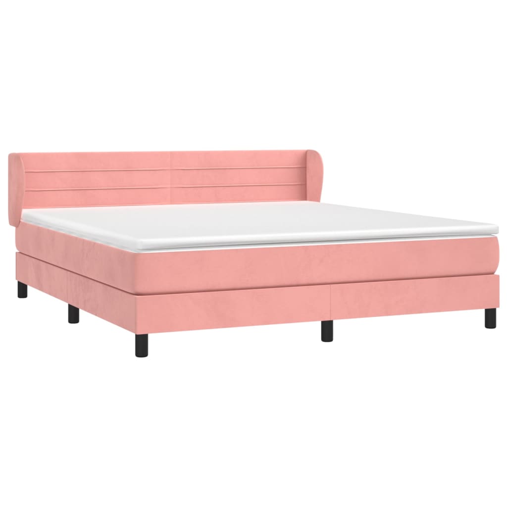 Giroletto a Molle con Materasso Rosa 180x200 cm in Velluto | homemem39