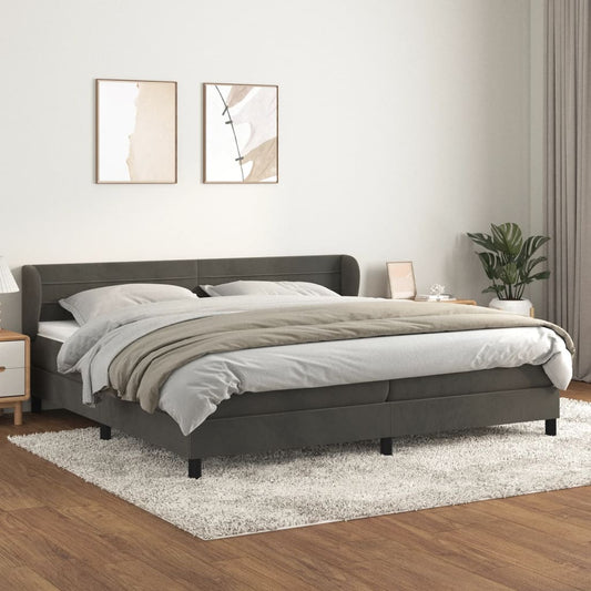 Giroletto a Molle con Materasso Grigio Scuro 200x200 cm Velluto | homemem39