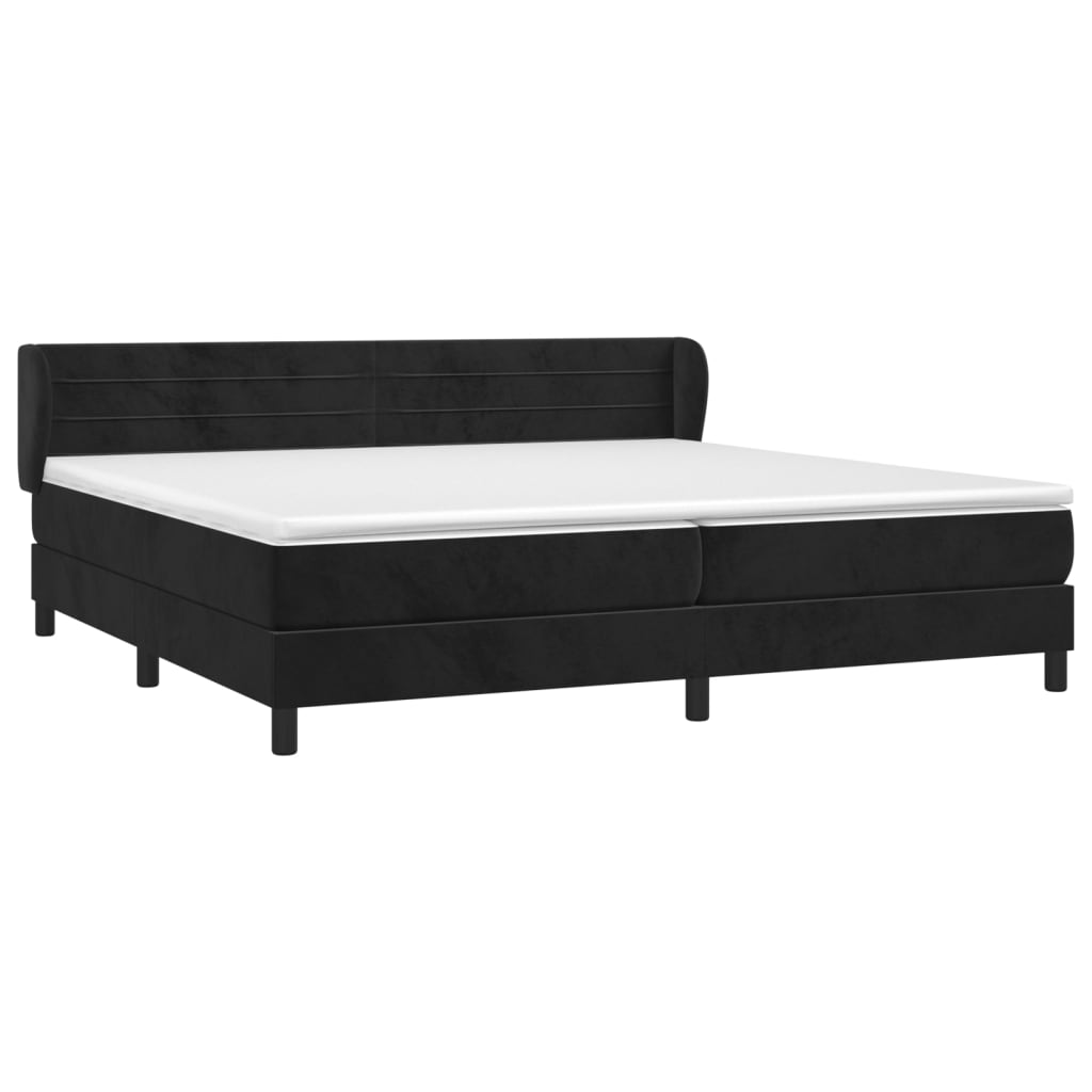 Giroletto a Molle con Materasso Nero 200x200 cm in Velluto | homemem39