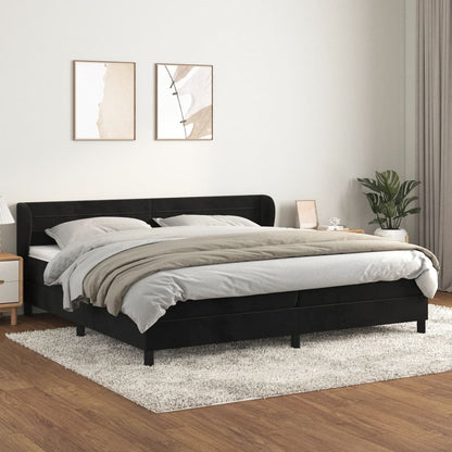 Giroletto a Molle con Materasso Nero 200x200 cm in Velluto | homemem39