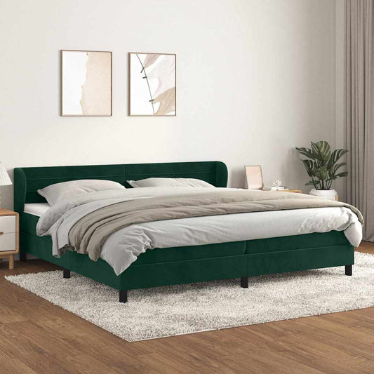 Giroletto a Molle con Materasso Verde Scuro 200x200 cm Velluto | homemem39