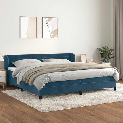 Giroletto a Molle con Materasso Blu Scuro 200x200 cm in Velluto | homemem39