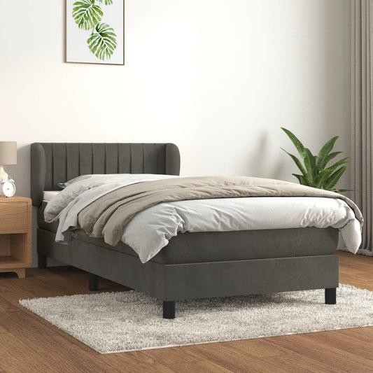 Giroletto a Molle con Materasso Grigio Scuro 80x200 cm Velluto | homemem39