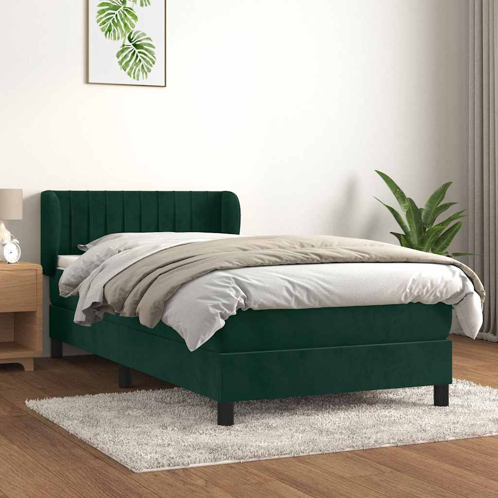 Giroletto a Molle con Materasso Verde Scuro 80x200 cm Velluto | homemem39