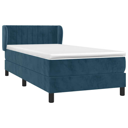 Giroletto a Molle con Materasso Blu Scuro 80x200 cm in Velluto | homemem39