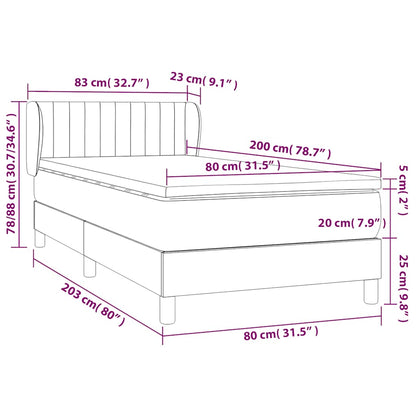 Giroletto a Molle con Materasso Blu Scuro 80x200 cm in Velluto | homemem39