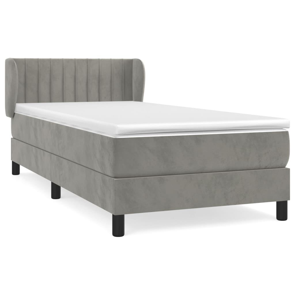 Giroletto a Molle con Materasso Grigio Chiaro 90x190 cm Velluto | homemem39