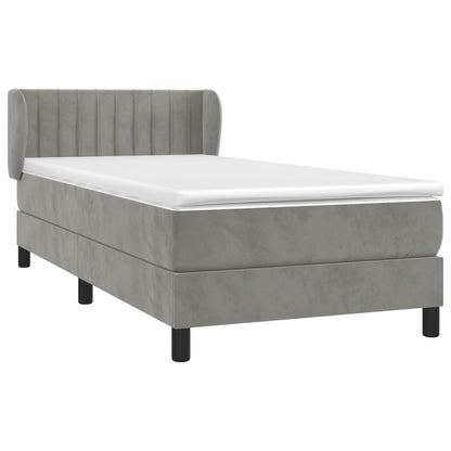 Giroletto a Molle con Materasso Grigio Chiaro 90x190 cm Velluto | homemem39