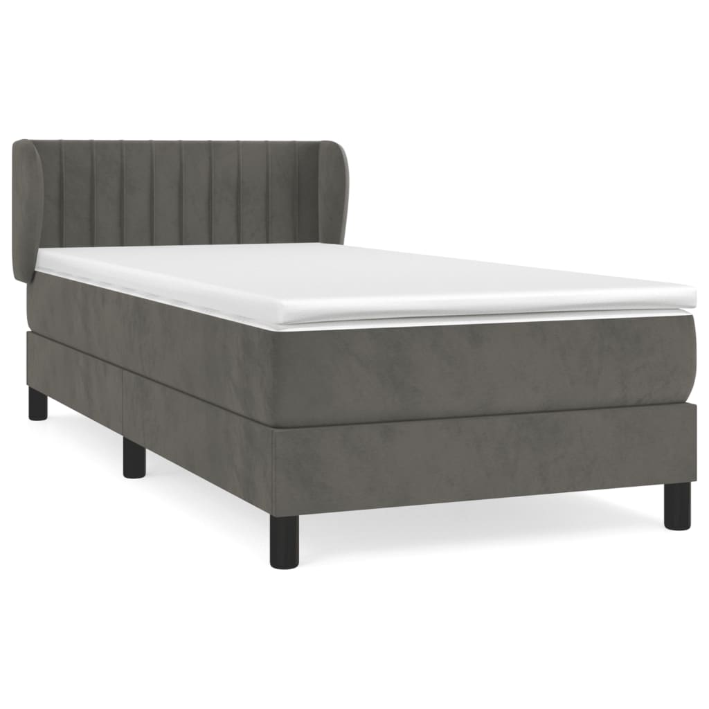 Giroletto a Molle con Materasso Grigio Scuro 90x190 cm Velluto | homemem39