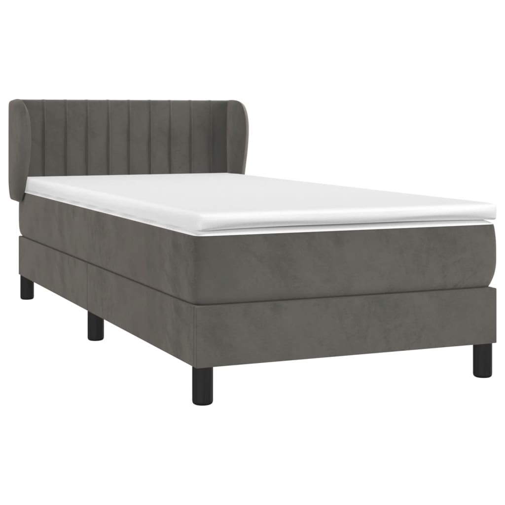 Giroletto a Molle con Materasso Grigio Scuro 90x190 cm Velluto | homemem39