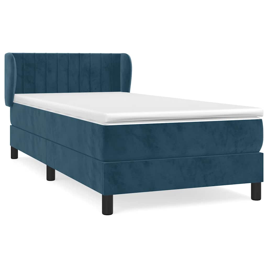 Giroletto a Molle con Materasso Blu Scuro 90x190 cm in Velluto | homemem39