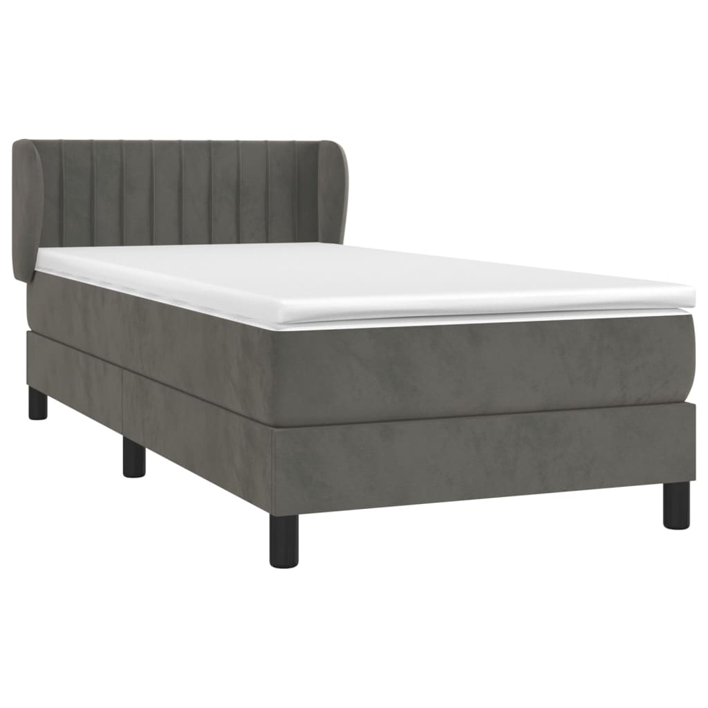 Giroletto a Molle con Materasso Grigio Scuro 90x200 cm Velluto | homemem39