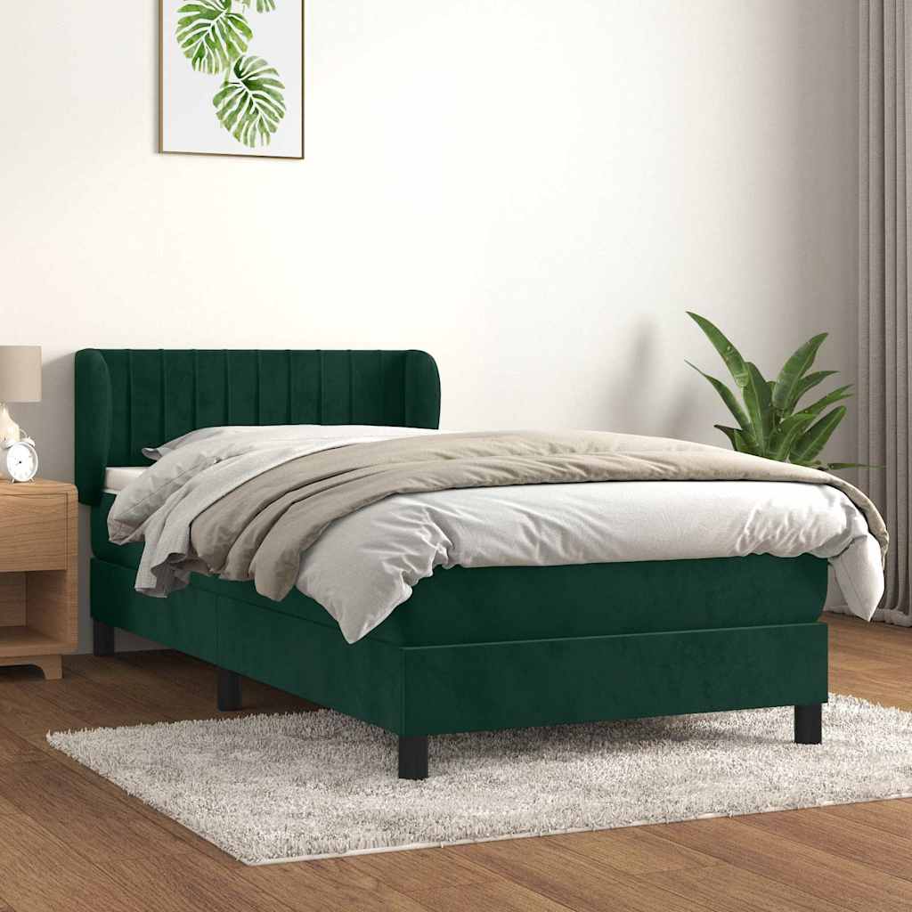 Giroletto a Molle con Materasso Verde Scuro 90x200 cm Velluto | homemem39
