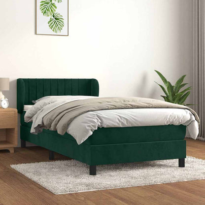 Giroletto a Molle con Materasso Verde Scuro 90x200 cm Velluto | homemem39