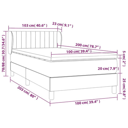 Giroletto a Molle con Materasso Nero 100x200 cm in Velluto | homemem39