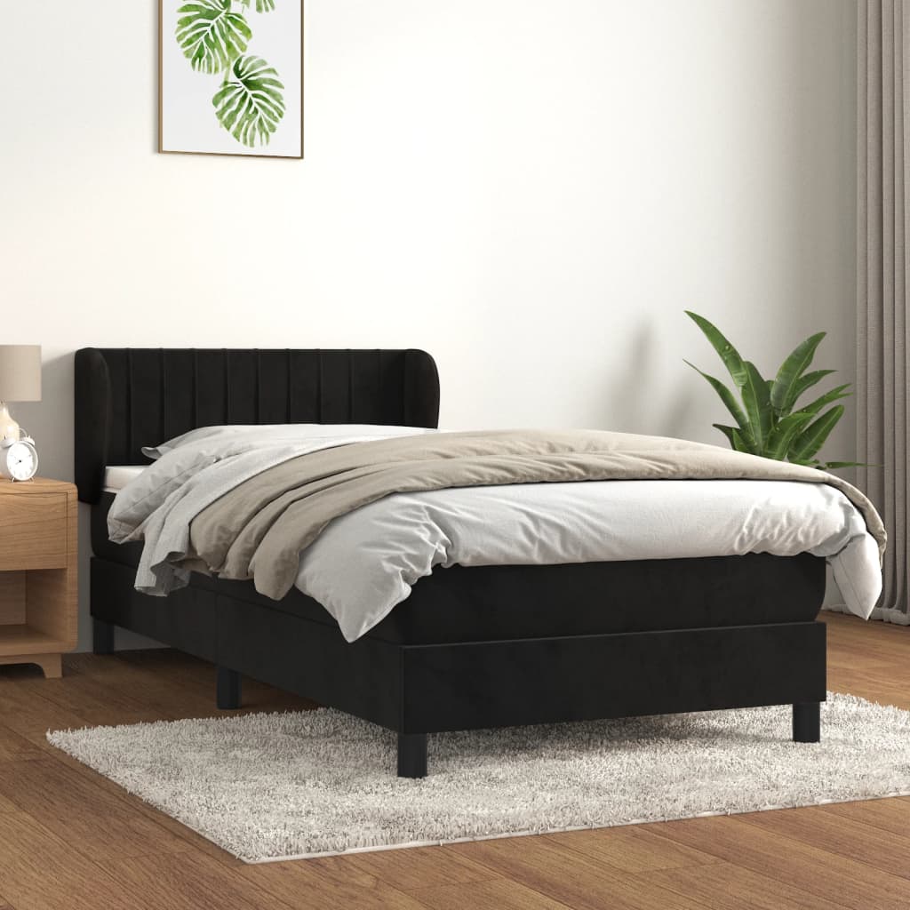 Giroletto a Molle con Materasso Nero 100x200 cm in Velluto | homemem39