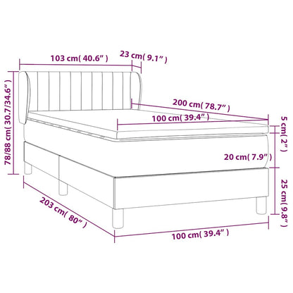 Giroletto a Molle con Materasso Blu Scuro 100x200 cm in Velluto | homemem39