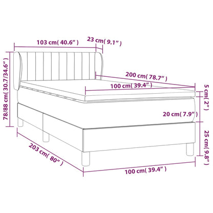 Giroletto a Molle con Materasso Rosa 100x200 cm in Velluto | homemem39