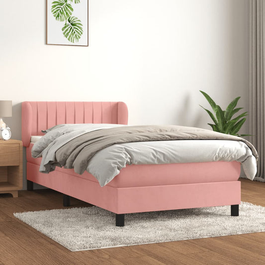 Giroletto a Molle con Materasso Rosa 100x200 cm in Velluto | homemem39