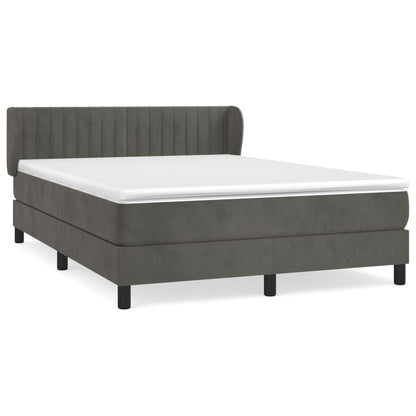 Giroletto a Molle con Materasso Grigio Scuro 140x190 cm Velluto | homemem39