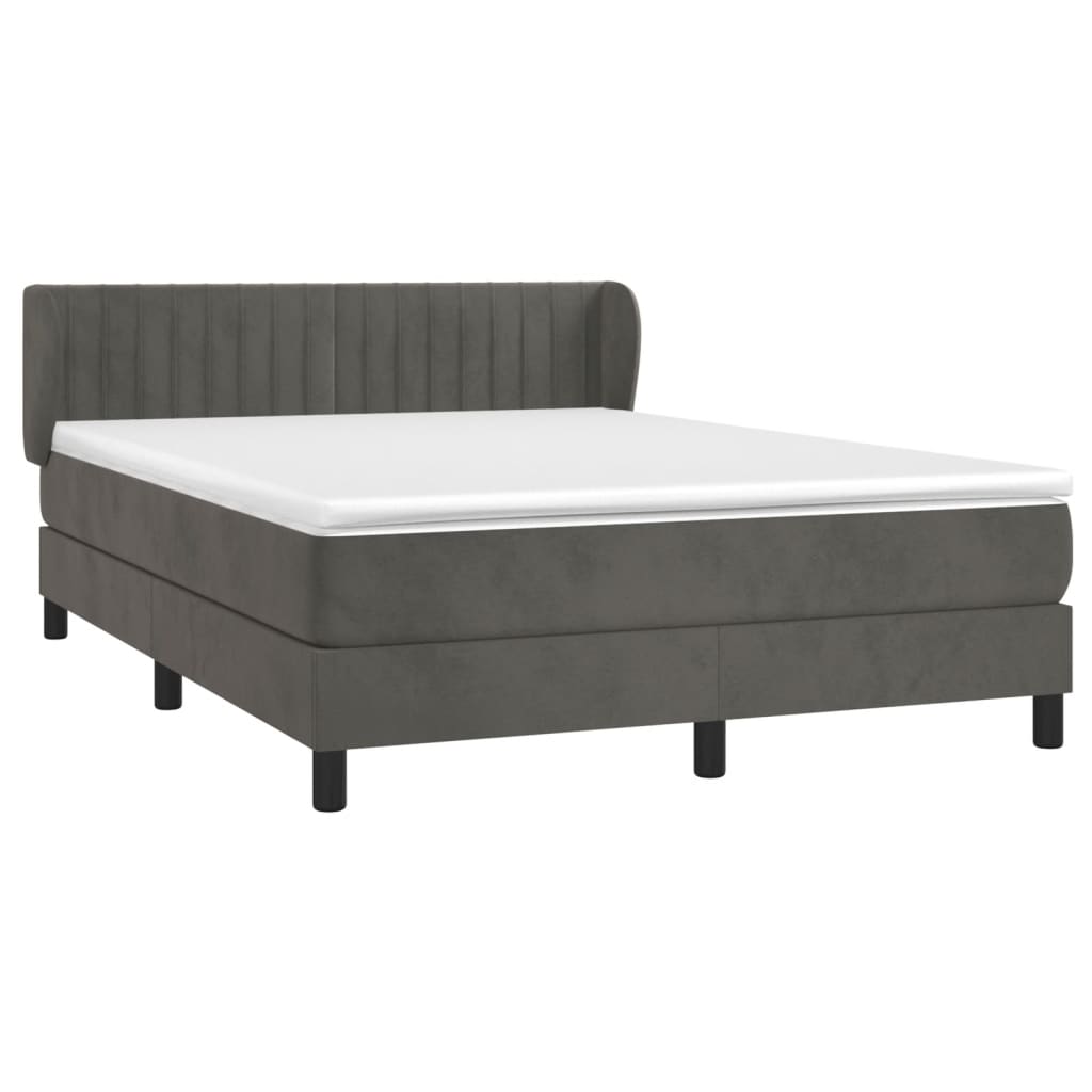 Giroletto a Molle con Materasso Grigio Scuro 140x190 cm Velluto | homemem39