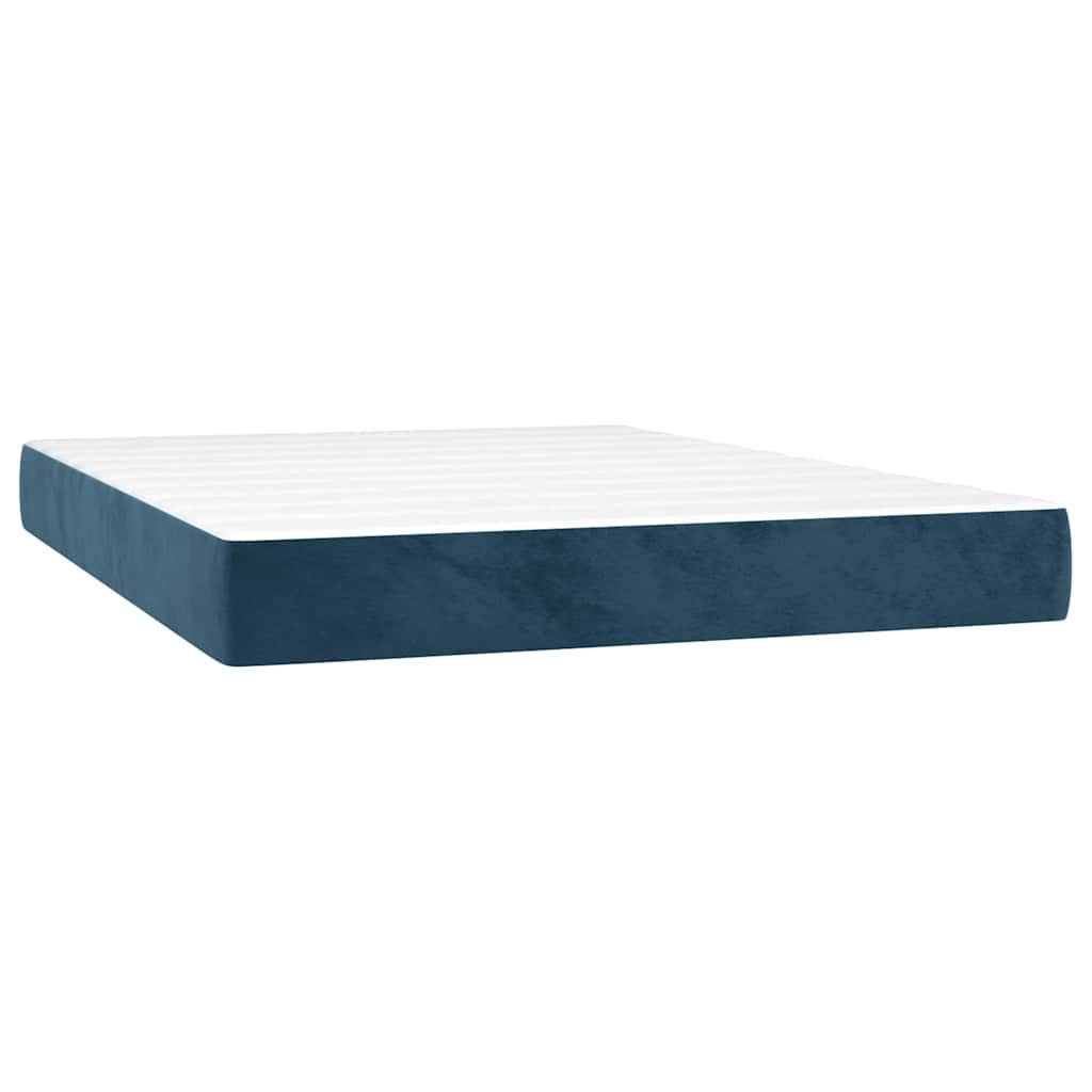 Giroletto a Molle con Materasso Blu Scuro 140x190 cm in Velluto | homemem39