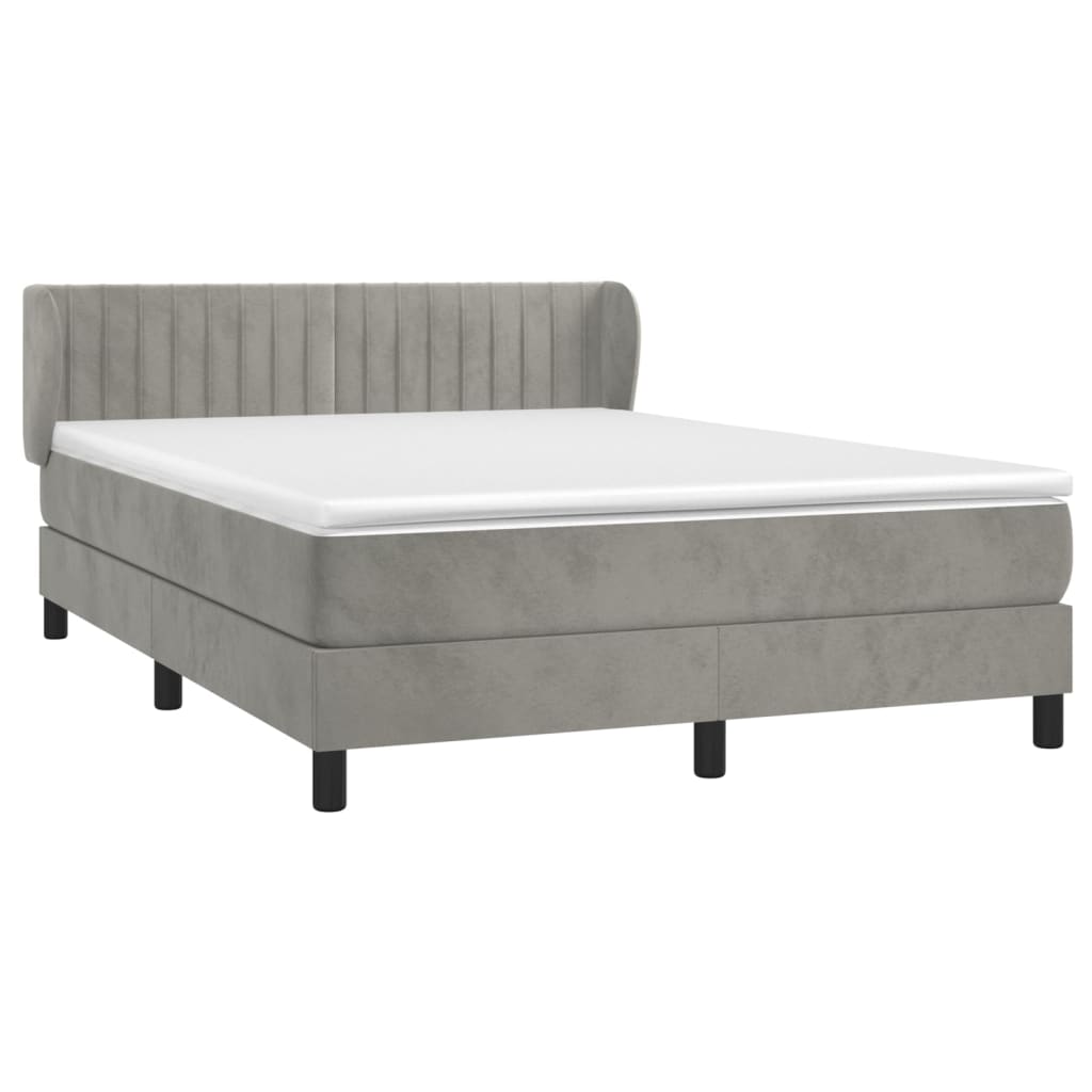 Giroletto a Molle con Materasso Grigio Chiaro 140x200cm Velluto | homemem39