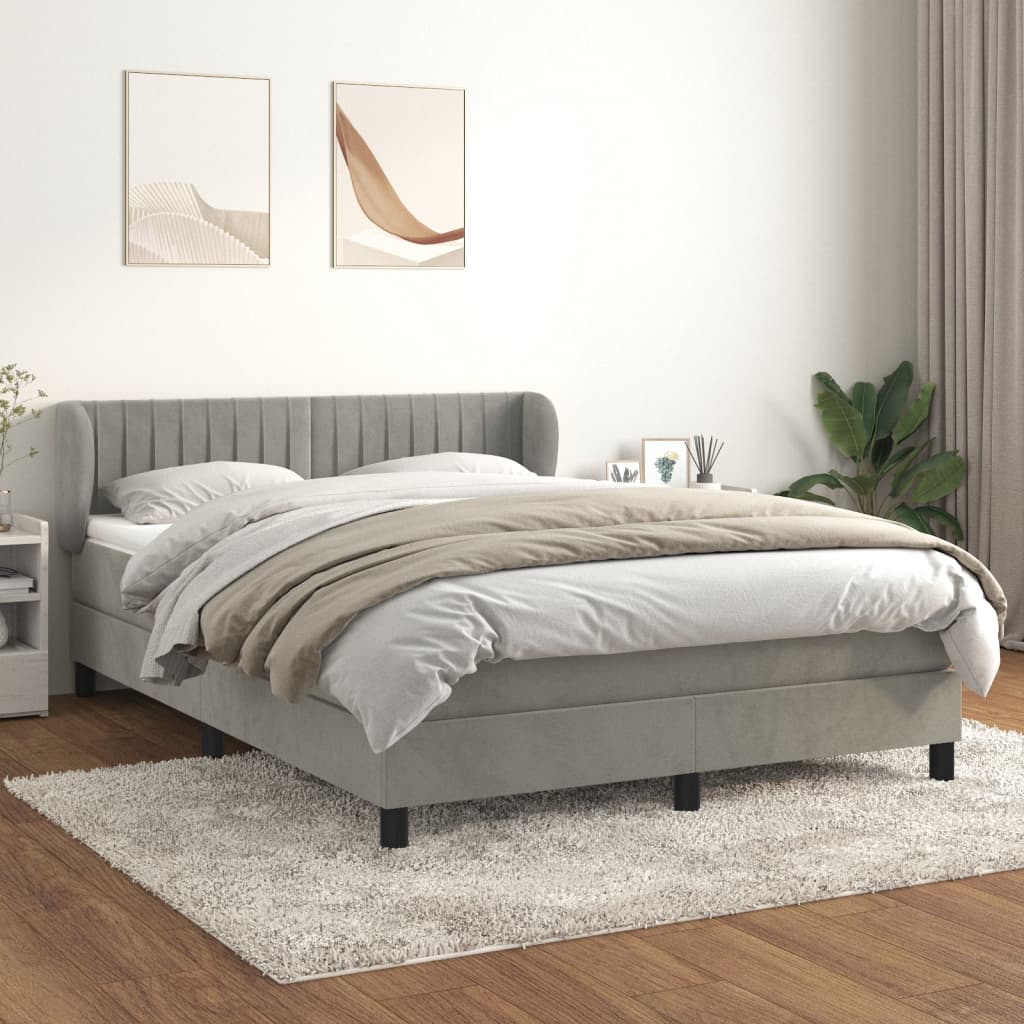 Giroletto a Molle con Materasso Grigio Chiaro 140x200cm Velluto | homemem39
