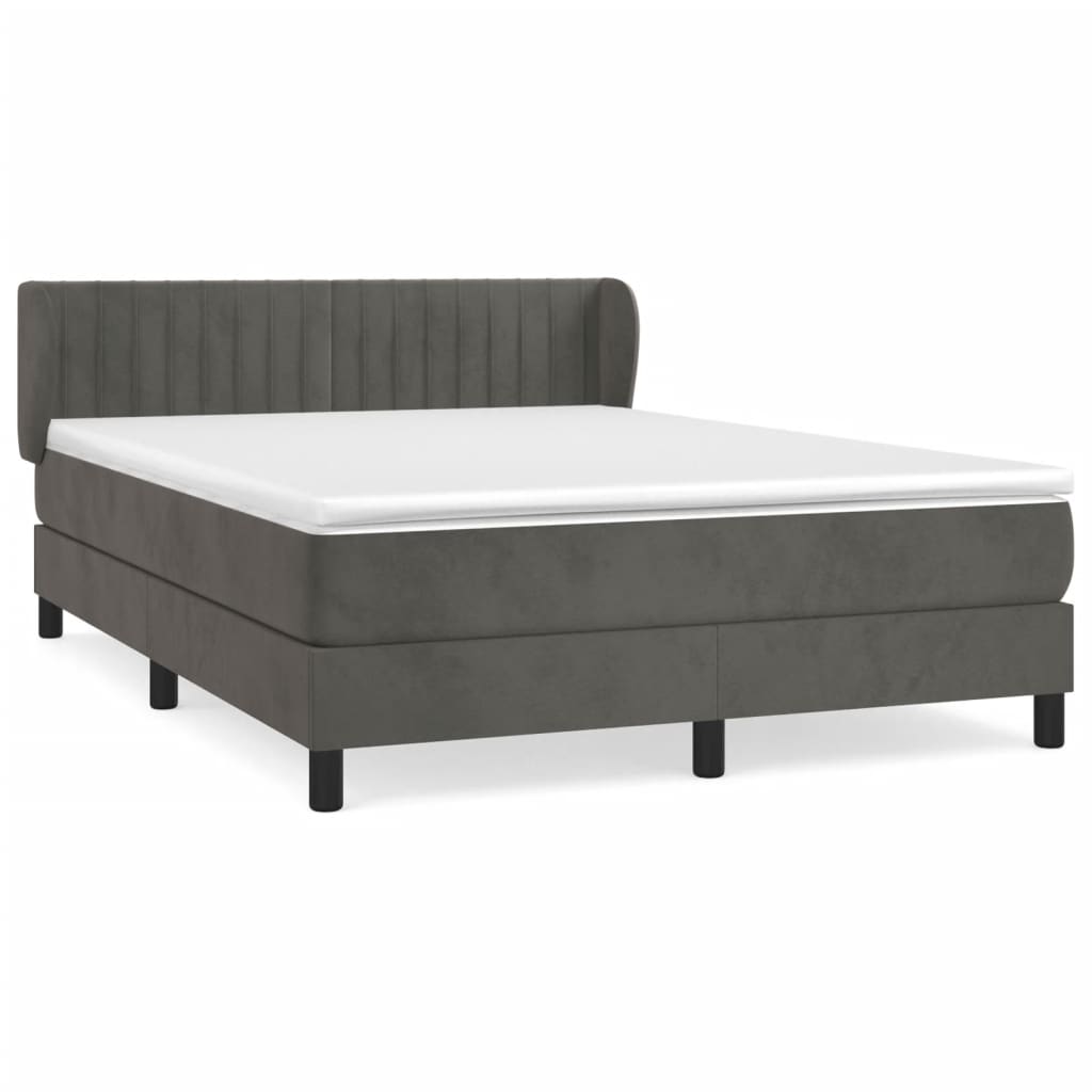 Giroletto a Molle con Materasso Grigio Scuro 140x200 cm Velluto | homemem39