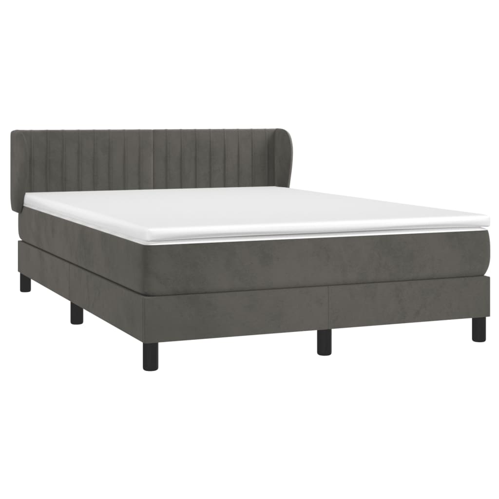 Giroletto a Molle con Materasso Grigio Scuro 140x200 cm Velluto | homemem39