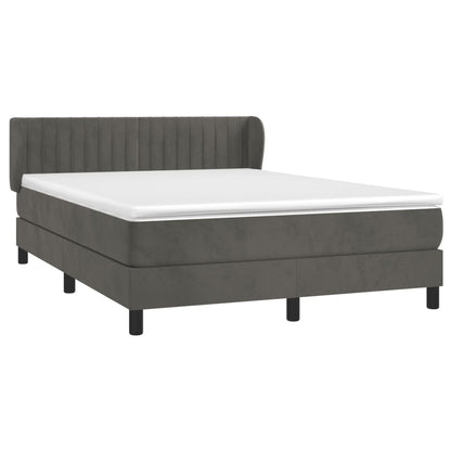 Giroletto a Molle con Materasso Grigio Scuro 140x200 cm Velluto | homemem39
