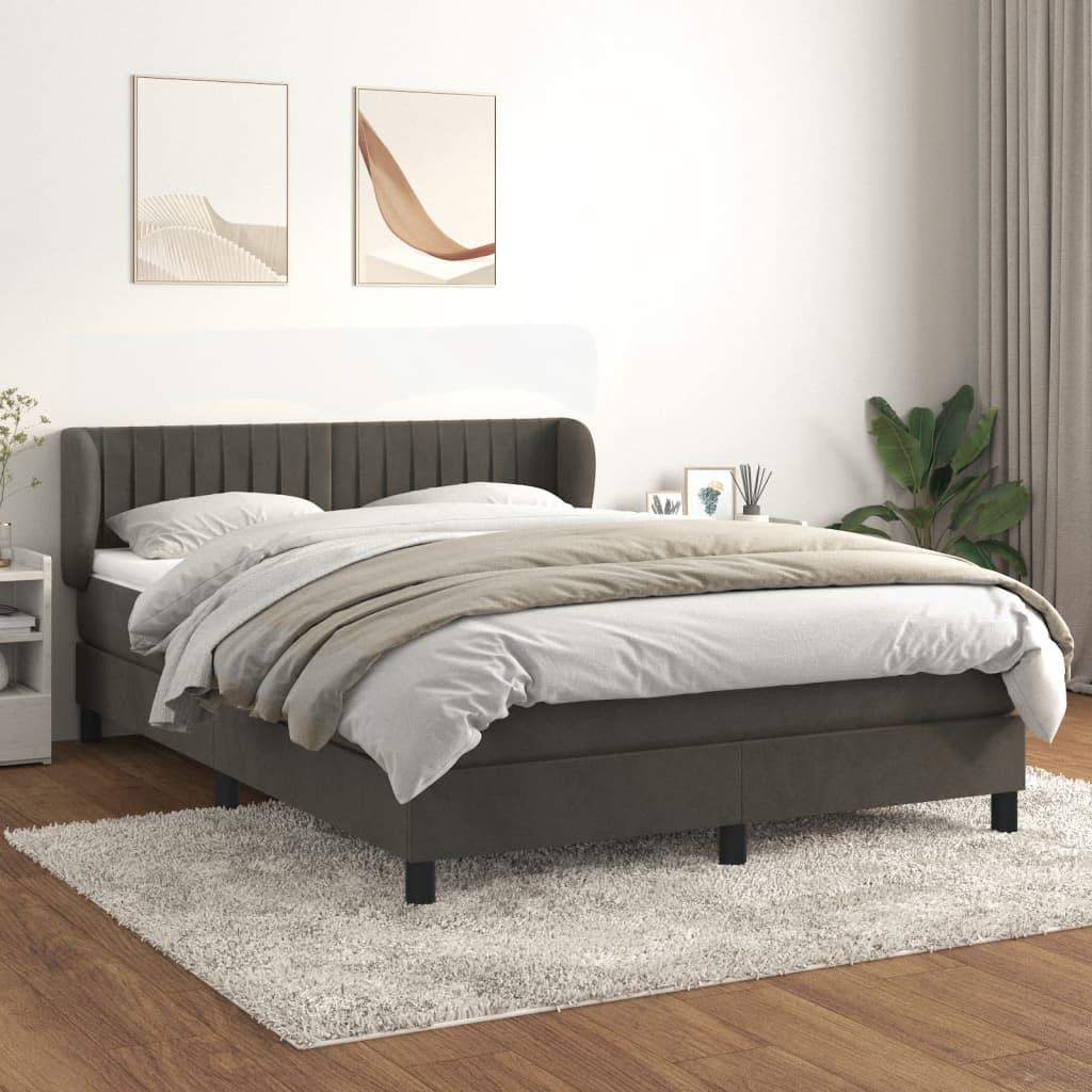 Giroletto a Molle con Materasso Grigio Scuro 140x200 cm Velluto | homemem39