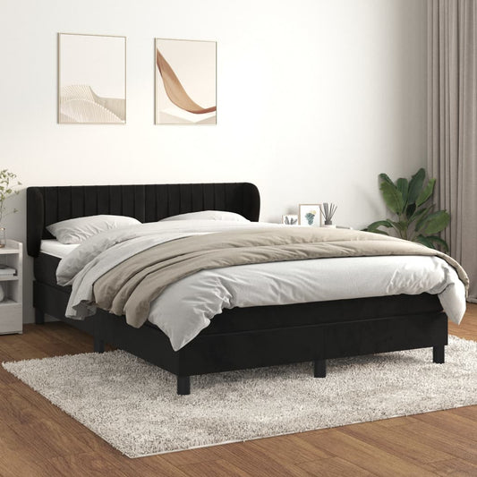 Giroletto a Molle con Materasso Nero 140x200 cm in Velluto | homemem39