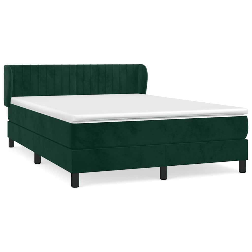 Giroletto a Molle con Materasso Verde Scuro 140x200 cm Velluto | homemem39