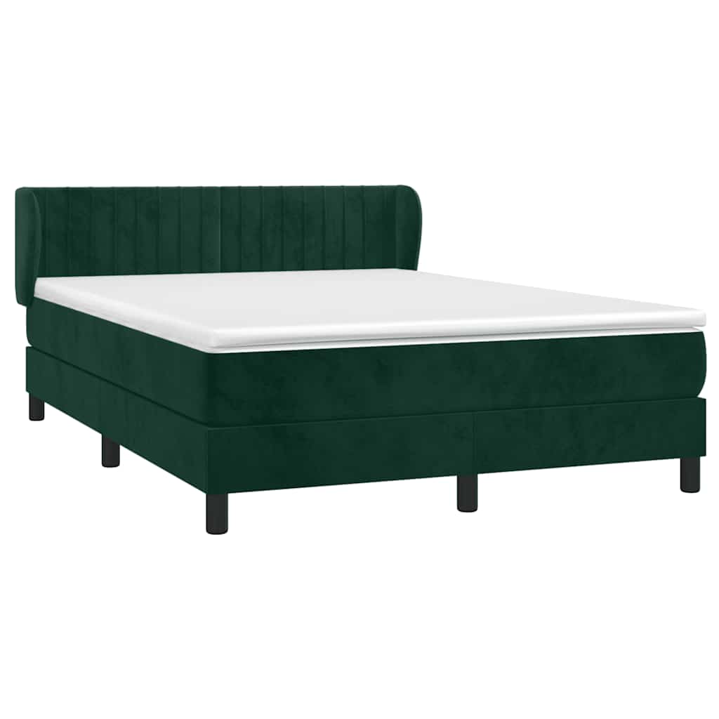Giroletto a Molle con Materasso Verde Scuro 140x200 cm Velluto | homemem39