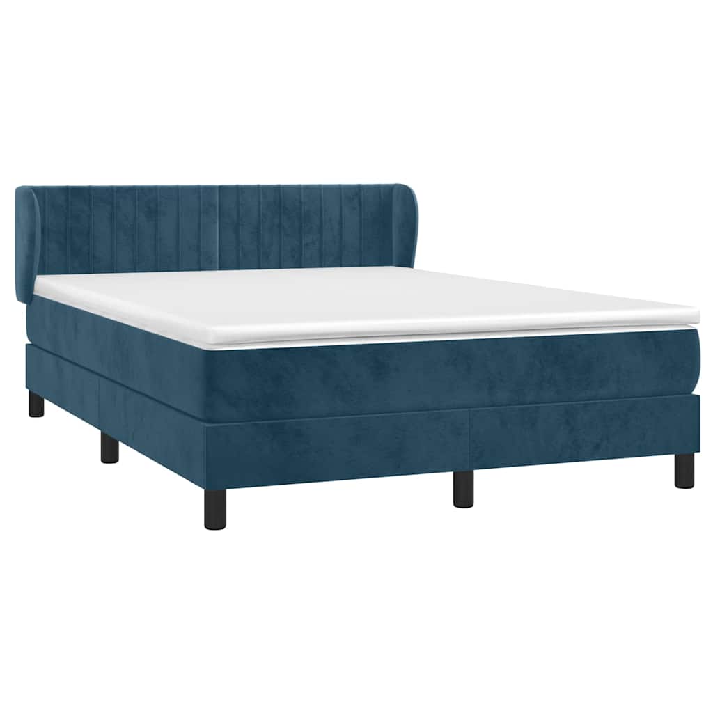 Giroletto a Molle con Materasso Blu Scuro 140x200 cm in Velluto | homemem39