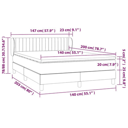Giroletto a Molle con Materasso Blu Scuro 140x200 cm in Velluto | homemem39