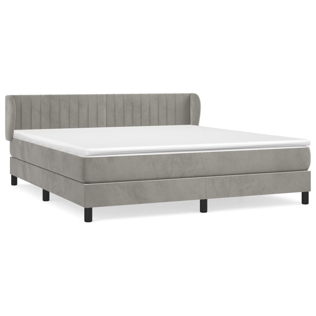 Giroletto a Molle con Materasso Grigio Chiaro 160x200cm Velluto | homemem39