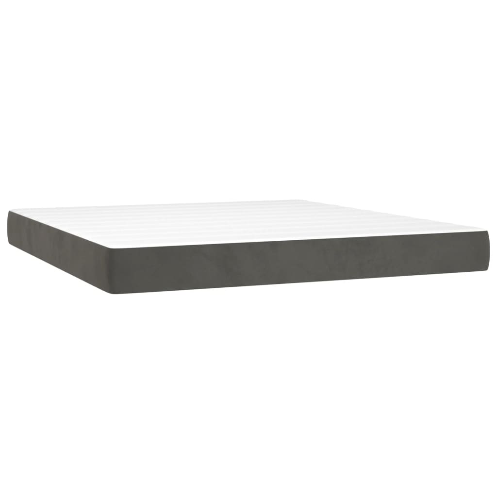 Giroletto a Molle con Materasso Grigio Scuro 160x200 cm Velluto | homemem39