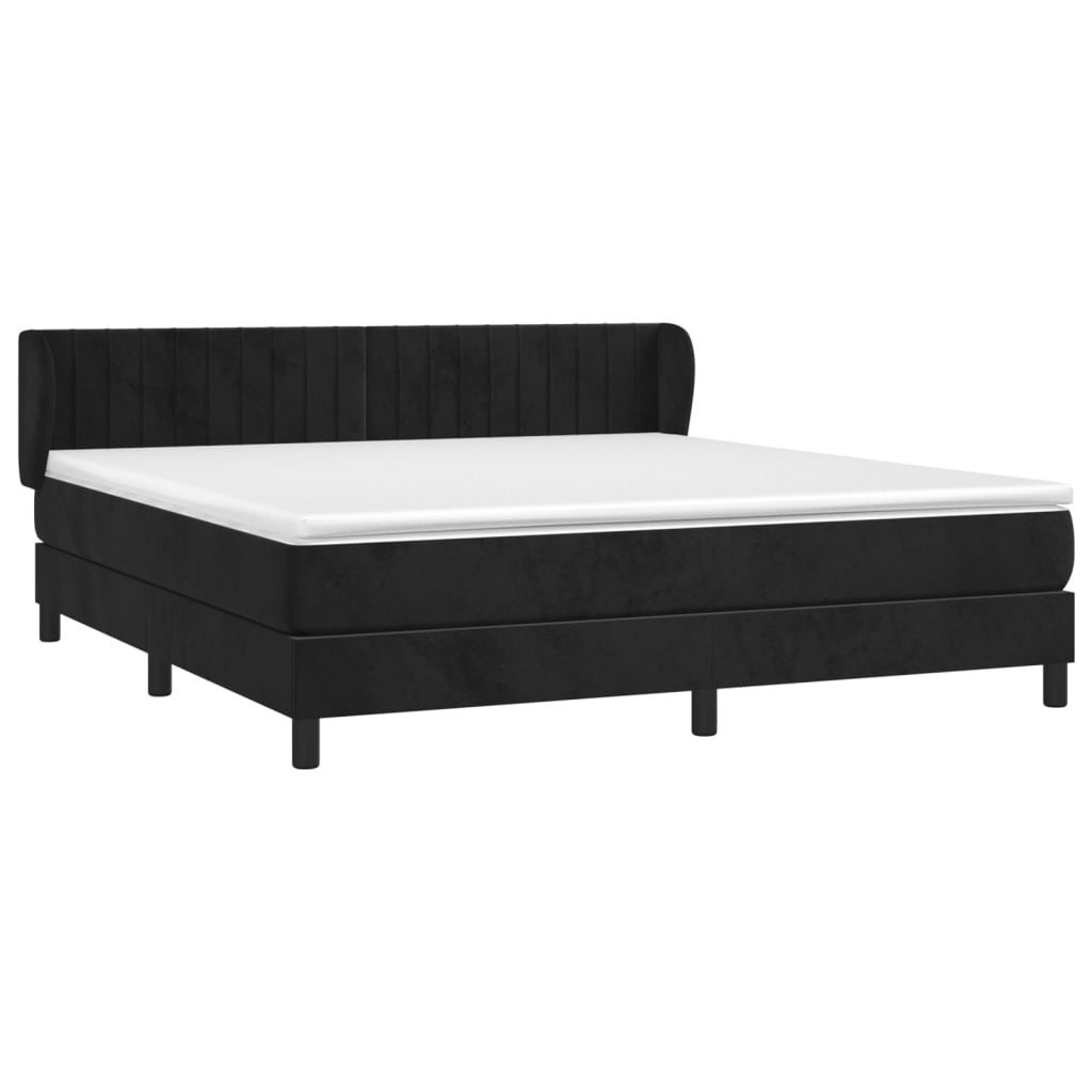 Giroletto a Molle con Materasso Nero 160x200 cm in Velluto | homemem39