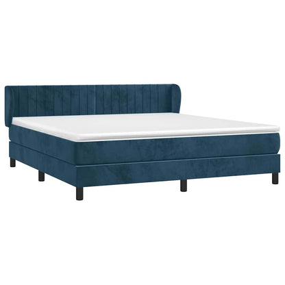 Giroletto a Molle con Materasso Blu Scuro 160x200 cm in Velluto | homemem39